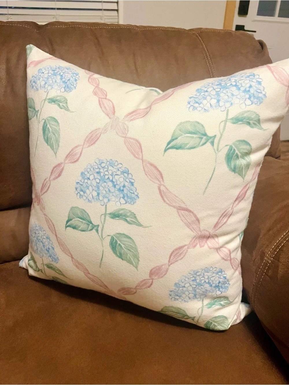Amazon Blue and Green Hydrangea Floral Throw Pillow Covers - Set of 2